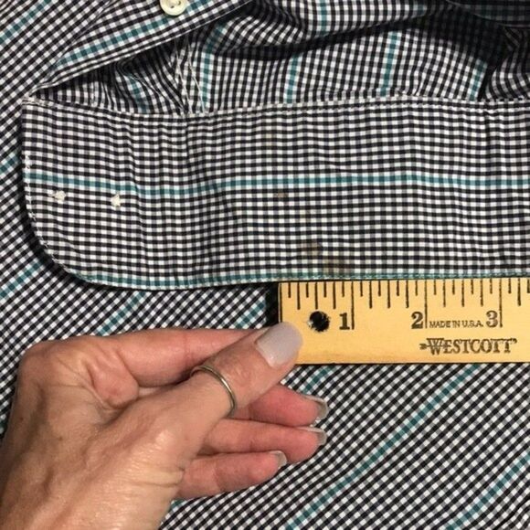 Arrow Slim Fit Men’s Long Sleeve Shirt Size 16-16.5 32/33 Black/White/Blue Check - Picture 11 of 13
